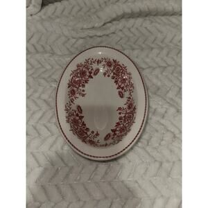 Vintage Carr China Dayton Red Floral Oval Platter 9.75
